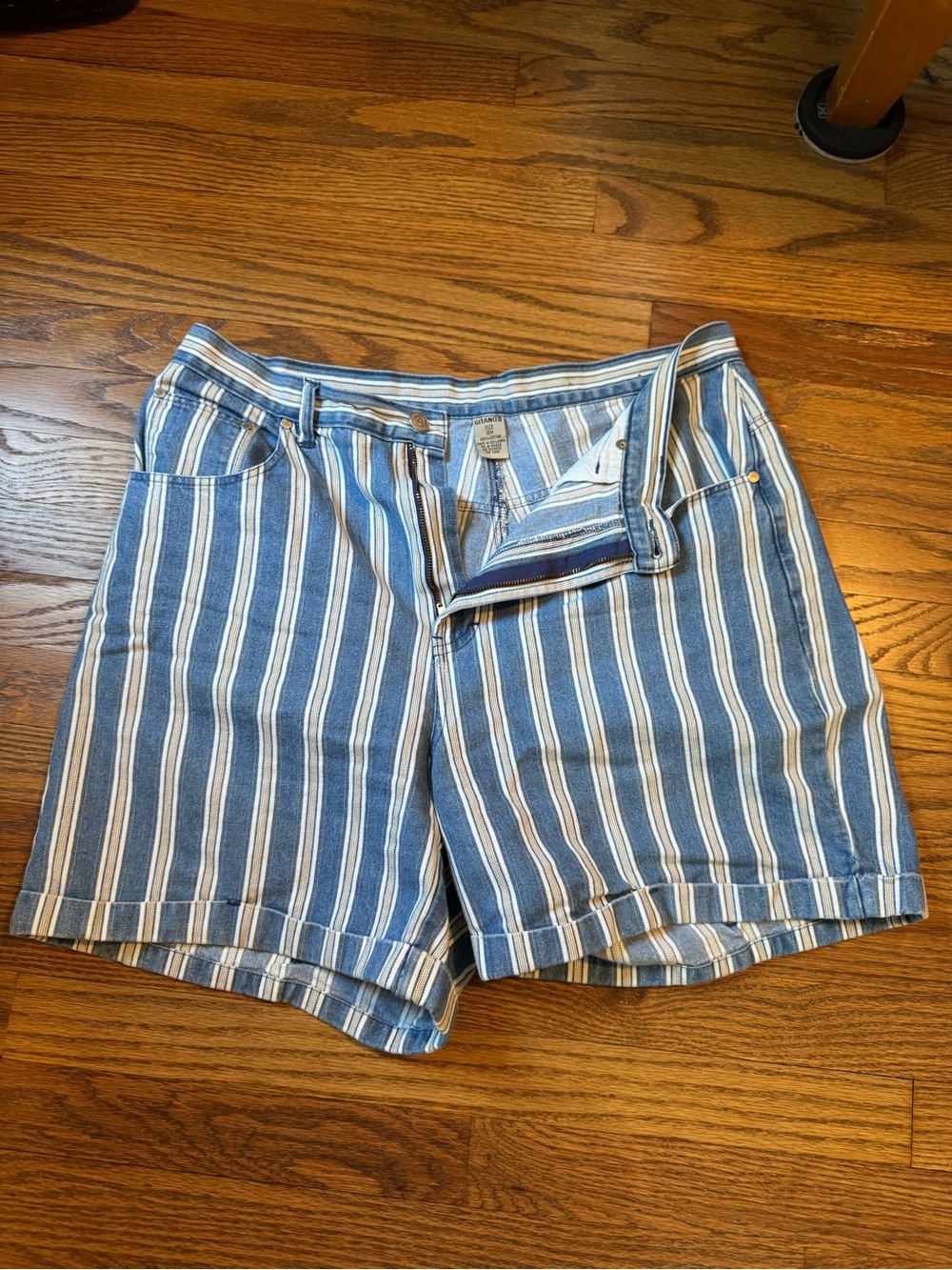 Gitano Blue and White Vertical Stripe Bermuda Shorts
